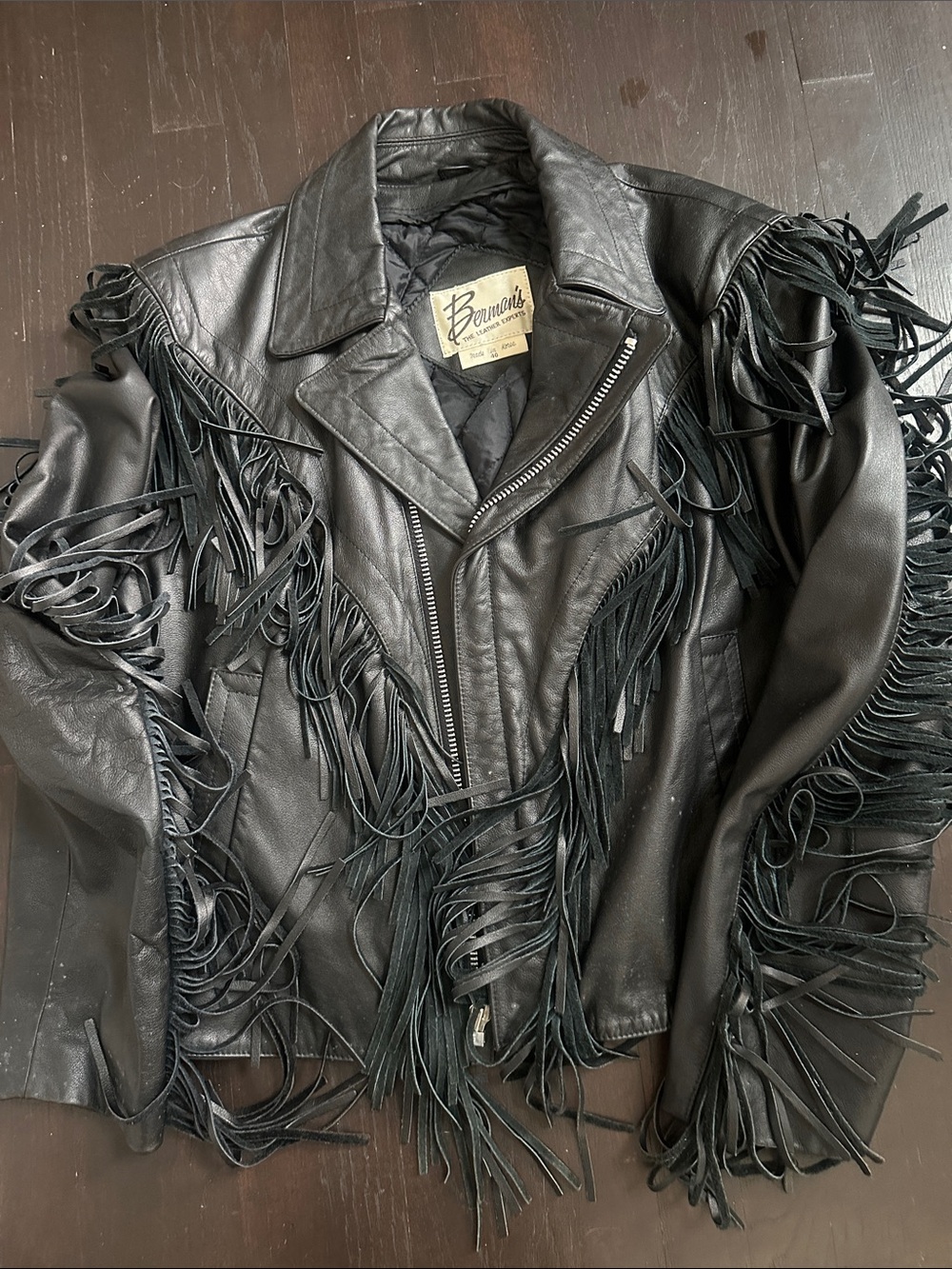 VINTAGE FRINGE LEATHER BIKER JACKET